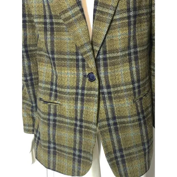 Vintage Plaid Wool Oversized Blazer Size 14 - Picture 4 of 11
